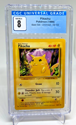 CGC 8 - 1999 Pokemon Base Set Unlimited PIKACHU #58/102 | eBay