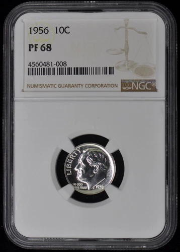 1956 Roosevelt Dime (Silver) 10C NGC PR68