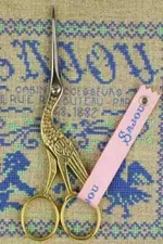 French Sajou Embroidery Scissors Cigo - Stork Large Gilded