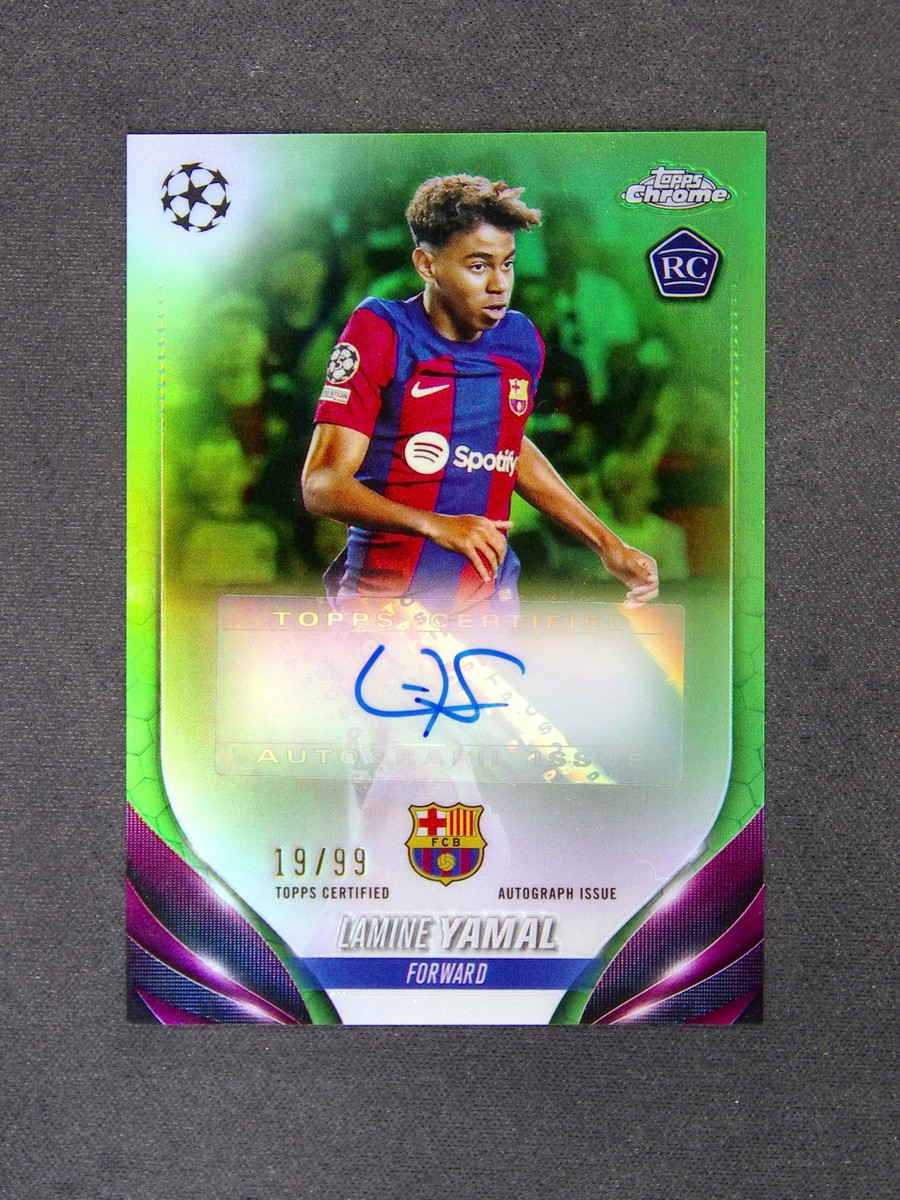 Lamine Yamal 2023-24 Topps Chrome UEFA RC Rookie Green Auto 19/99 
