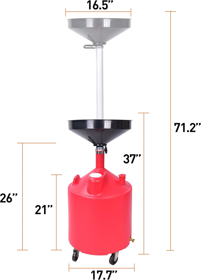 Aain 18 Gallon Industrial Waste Oil Drain Tank,Oil Changing,Portable
