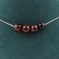Steine Und MinéRaux. Halskette 4 Perlen Tigerauge Rot 8 Mm. Kette Edelstahl