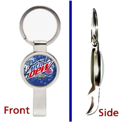 Mt. Mtn Dew Voltage Pendant or Keychain silver tone secret bottle opener