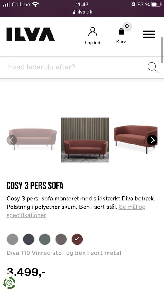 Sofa, stof, 3 pers. dba.dk - Køb og Salg af Nyt og Brugt
