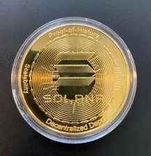 New Solana Crypto Commemorative Coin in Protective Plastic Case - Gold Plated