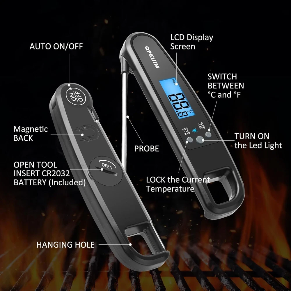 Digital Meat Thermometer Instant Read with Backlight and Magnet