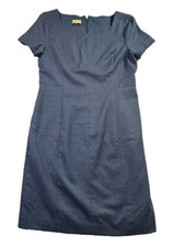 TALBOTS Sz 12 Short Sleeve Wool Blend Blue Shift Dress Boho Designer
