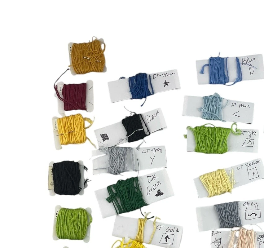 Lote de 45 tarjetas hilo bordar azul verde amarillo rojo rosa Foto 2 de 4