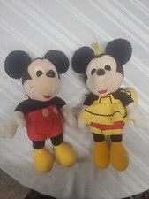 Mickey  Minnie Mouse Plush 16" Vintage 1980s Hasbro Softies Stuffed Toy Set