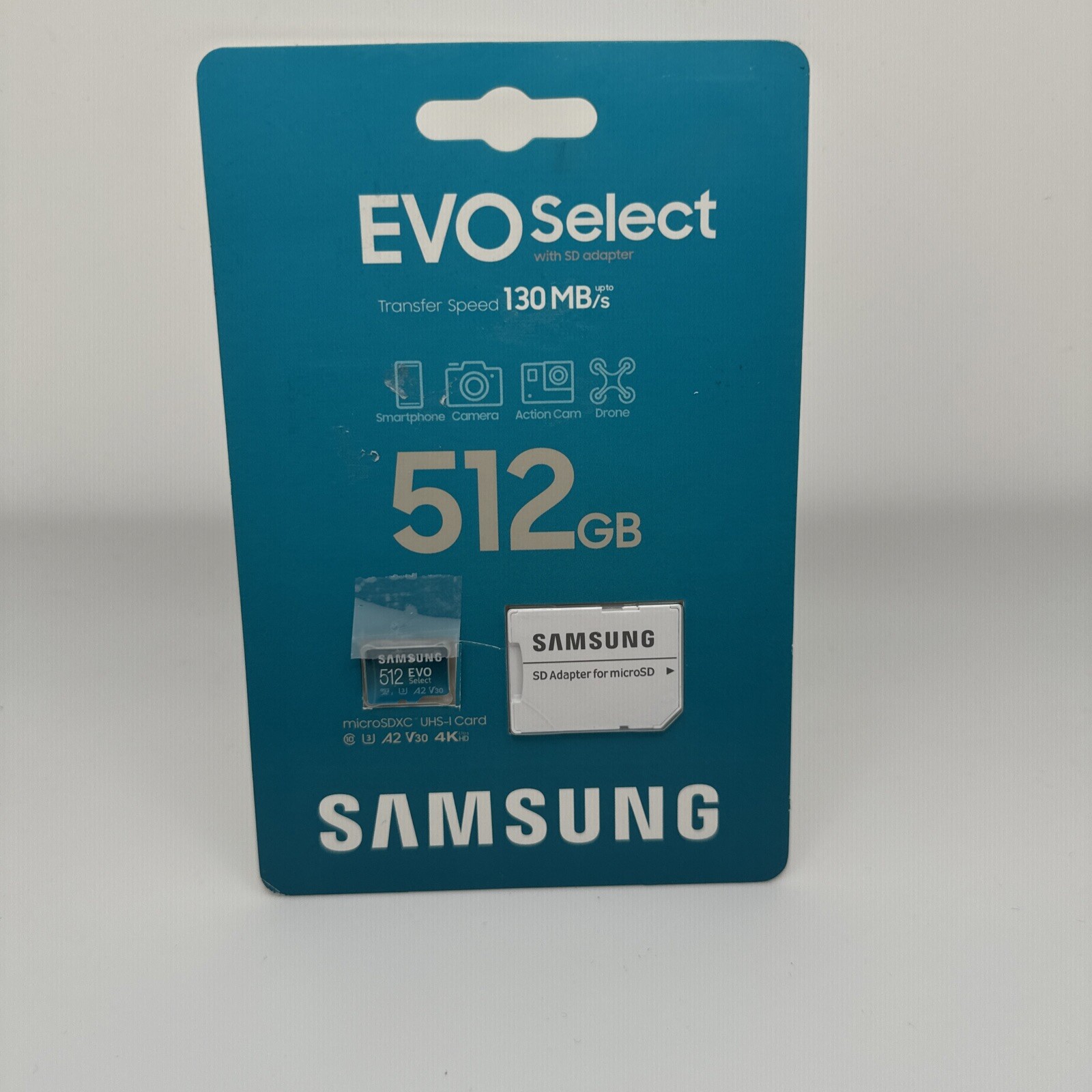 SAMSUNG EVO Select Micro SD-Memory-Card + Adapter, 512GB microSDXC 130MB/s