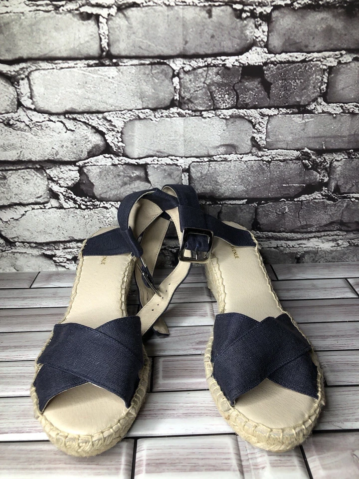 Saks Fifth Avenue Azul Denim Tela Alpargatas Cuña Sandalias Mujer talla 9M EE. UU./40 Foto 3 de 4