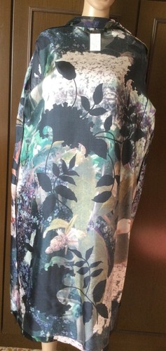 Beautiful Pure en Soie Robe Marina Rinaldi Femme, Black Rose Vert Couleur, Eu 29 - Bild 13 von 20