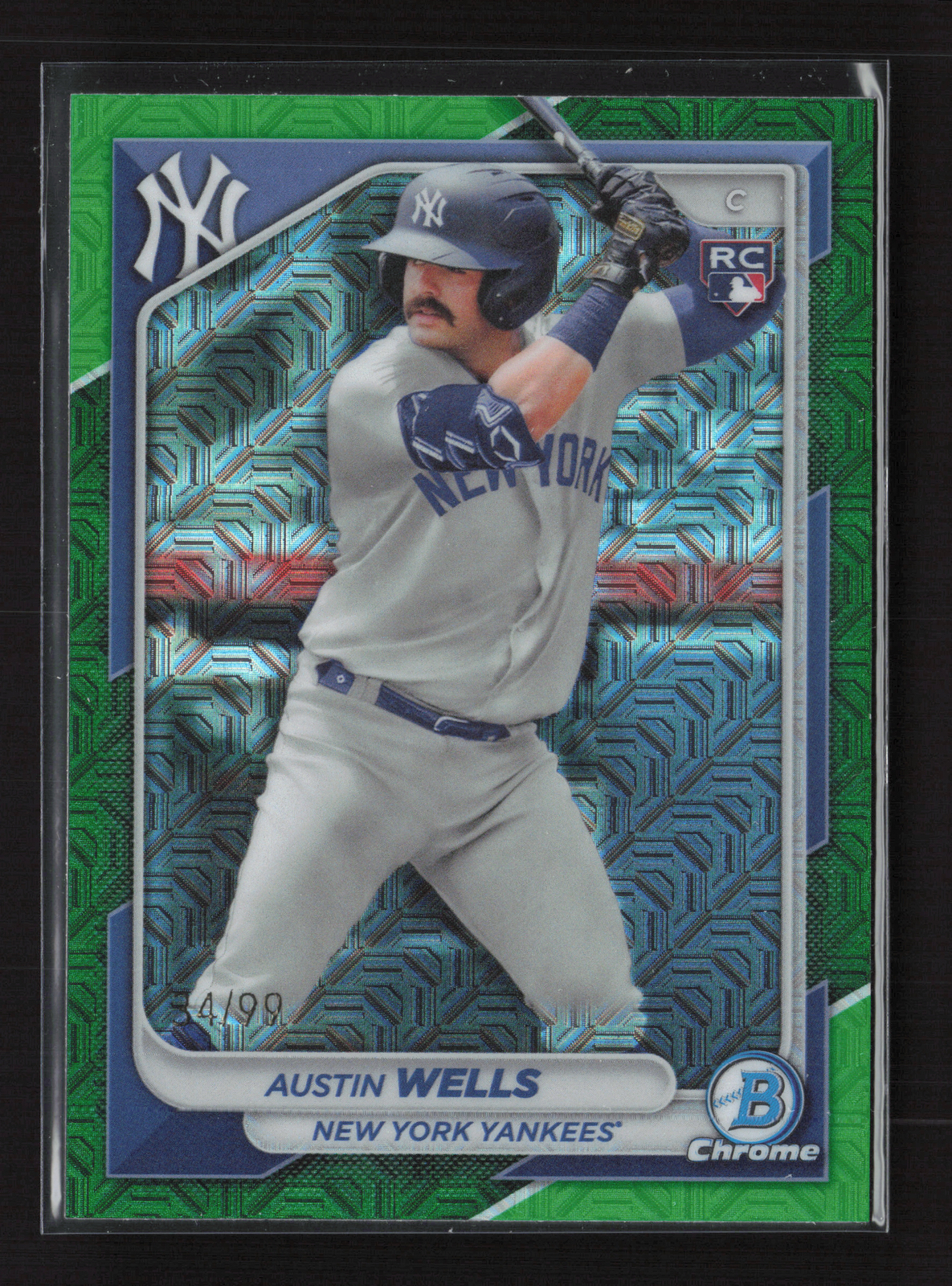 Austin Wells 2024 Bowman #87 Green Mega Refractors #/99
