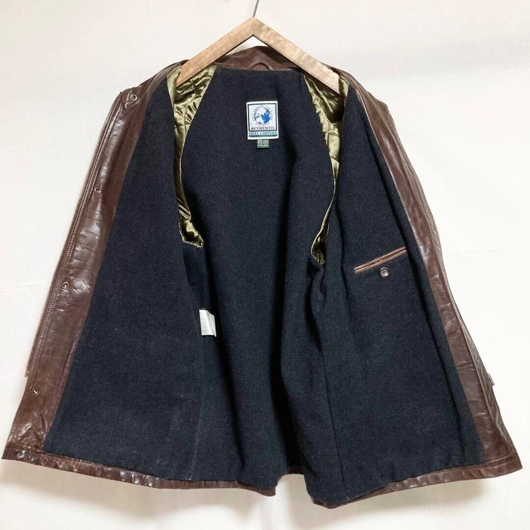 NIGEL CABOURN Leather Jacket Brown SizeL Old Tag/Super Rare NIGEL CABOURN Leather Jacket Brown SizeL Old Tag/Super Rare
