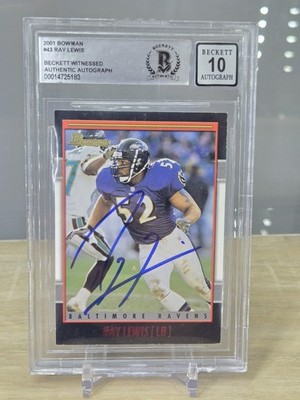   2001 Bowman Ray Lewis Signed  BGS Authentic 10 Beckett Auto