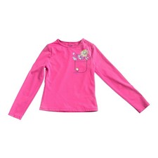 Lands' End Girls Pink Long Sleeve Swim Rash Guard Shirt Floral Bird Size 7S