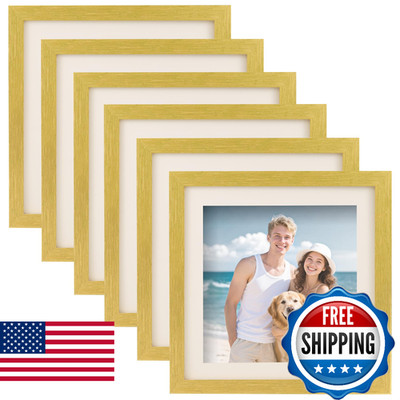 TOFOREVO 10x10 Picture Frames Set of 6 Gold Wood Grain Photo Frame for Gallery W