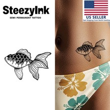 SteezyInk temporary tattoo Ethereal-Goldfish last upto 2 weeks 3 x 3 inch
