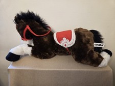 Vintage Toys R Us Animal Alley Clydesdale Horse Plush Red Saddle Bridle Laying