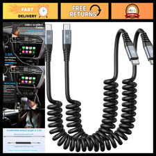 3ft USB C Cable 2-Pack, Coiled Type C Charger for Car, Fast Charging Cable