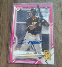 Ismael Mena Signed 2021 Bowman Baseball Card Chicago Cubs #BP-36 /299 Pink