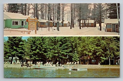 Vintage Songer's Log Cabin Resort Postcard Houghton Lake Michigan