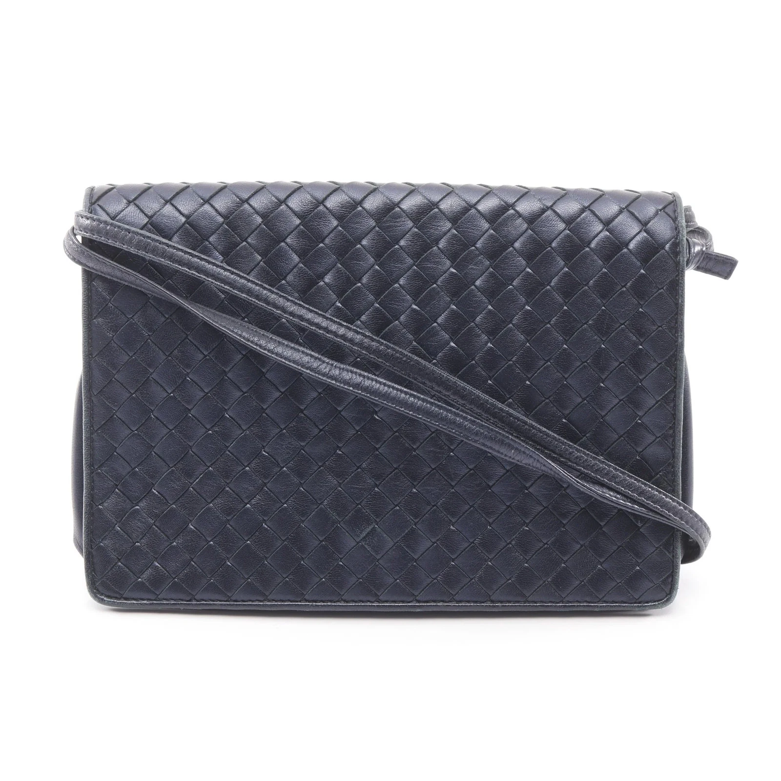 Bottega Veneta — Bottega Veneta Intrecciato Shoulder Bag Navy Leather #RCB5127