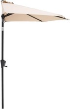2.75m Half Round Market Garden Parasol Wall Umbrella for Outdoor Patio ( Beige)