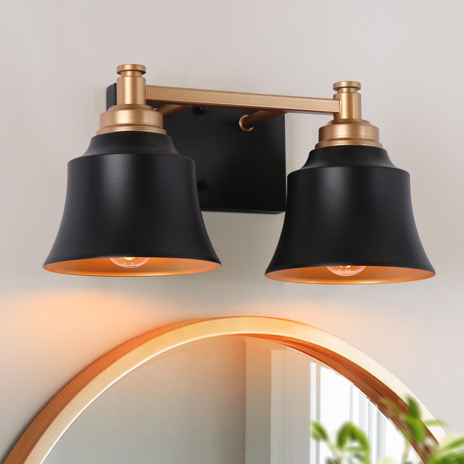 СВЕТИЛЬНИКИ ДЛЯ ВАННОЙ КОМНАТЫ KSANA 2 LIGHT BLACK AND GOLD НАД ЗЕРКАЛОМ - ЧЕРНЫЙ С ЗОЛОТОМ