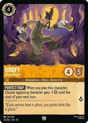 Disney Lorcana Whispers in the Well Common COLD FOIL, 21 Goofy, Ghost Hunter