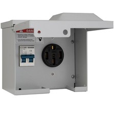 50 Amp RV Outlet Box with Breaker NEMA 14-50 UL Listed Hard Wire Receptacle