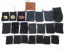 Drawstring Dice Bag Lot / Coin Purse Assorted sizes 22qty black velvet 1 brown