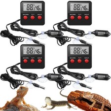 4 Pcs Reptile Thermometer and Humidity Gauge Reptile Terrarium Thermometer Hy...