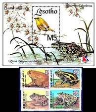 LESOTHO 1994 FROGS & BIRDS + S/S SC#1011//16 mnh AMPHIBIANS FREE SHIPPING