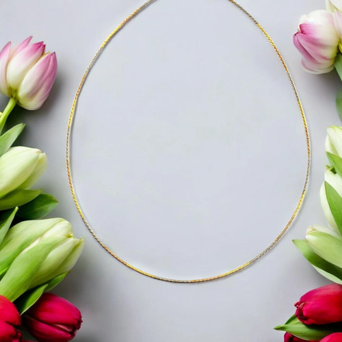 18K Gold 3-Tone Choker Necklace | Vintage 750 Hallmark | Yellow, Rose & White