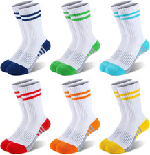 Boys 100 Cotton Cushioned Crew Socks,Athletic Long Socks  Moisture Wicking Bre
