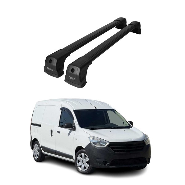 DachträGer GrundtäGer FüR Dacia Dokker 2012-2021 75Kg Aluminium Schwarz 2 Tlg-image