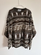 Vintage Sweater XLT Multi Color 3D Megalos 80s Made In USA