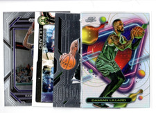 4 count lot mixed Damian Lillard Cards with cosmic Refractor & Dominance Insert