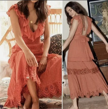 Spell And The Gypsy Daisy Frill Maxi Boho Festival Dress Copper Size M A 12 US 8
