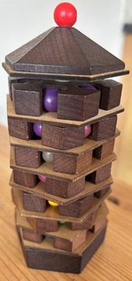Chinesische Pagode Knobelspiel 3D Holz Geist Herausforderung True Genius 8+