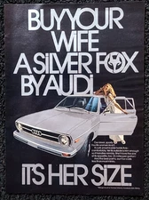 Audi 80 Silver Fox Original 1975 Vintage Print Ad Wall Art
