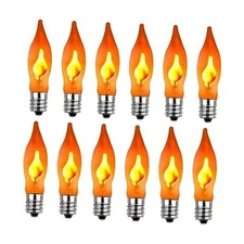 Halloween Flicker Flame Light Bulbs, 12 Pack C7 Flickering Light Bulb, Orange