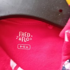 Fred & Flo Girls Red Sports Pattern A-Line Dress Crew Neck 9-12 Months