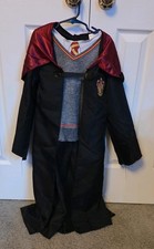 Harry Potter Gryffindor Cloak Robe Cape Sz Childs M 7-8 Black Red Gray Costume