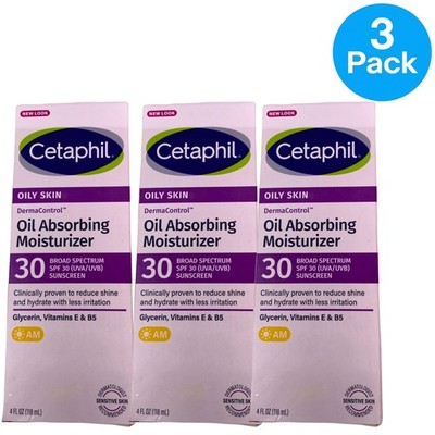 Cetaphil DermaControl Oil Absorbing Moisturizer SPF 30 4oz 3 Pack New Exp 03/27