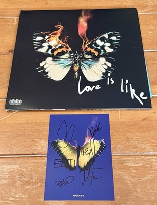 SIGNED Maroon 5 Love Is Like Vinyl Limited Edition Sea Breeze Blue Adam Levine