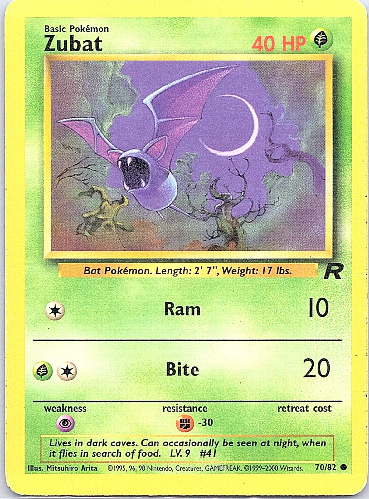 Zubat 70/82 Common Team Rocket Pokemon Unlimited Heavily Played