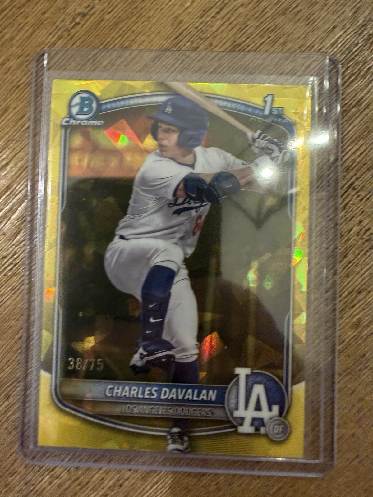 2025 Bowman Chrome Draft Sapphire Charles Davalan 1st Yellow Refractor /75
