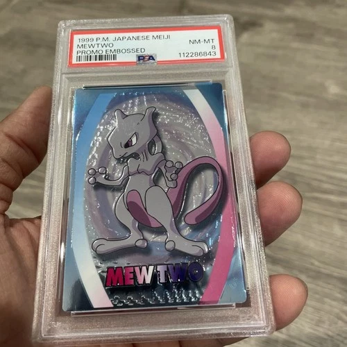 1999 POKEMON JAPANESE MEIJI PROMO EMBOSSED MEWTWO PSA 8